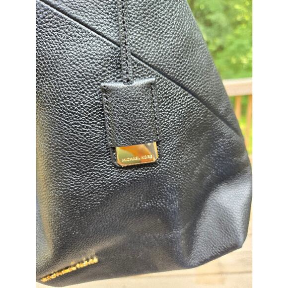 Michael Kors Karson Large Pebbled Leather Shoulder Bag  Black Purse Gold Hardwar - Picture 8 of 15